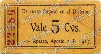 5 centavos, Apaseo (M1599), anverso (M1599 5c Apaseo)