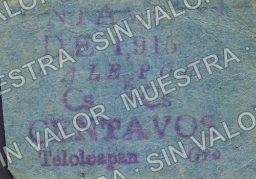 5 centavos, Ayuntamiento de 1915, Teloloapan (M1971), anverso