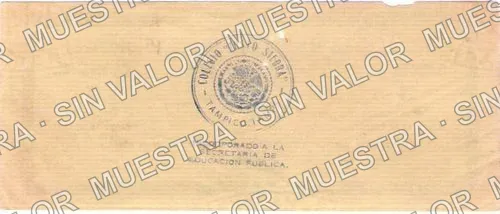 5 centavos, Banco "Justo Sierra" (M4478), M4478 5c Banco "Justo Sierra", reverso
