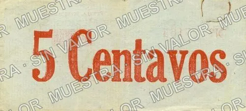 5 centavos, Banco Oriental de México (M3585), M3585 5c Banco Oriental de México, reverso