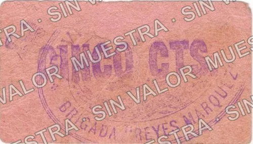 5 centavos, Brigada “Reyes Márquez” (M3500), reverso