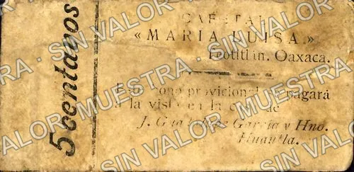 5 centavos, Cafetal "María Luisa" (M3480), M3480 5c Cafetal "María Luisa", anverso