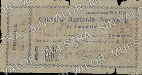 5 centavos, Cámara Agrícola Nacional de Campeche (M857), M857 5c Cámara Agrícola Nacional de Campeche, anverso