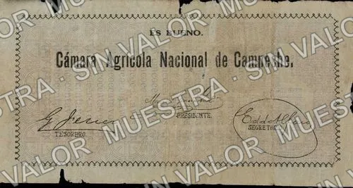 5 centavos, Cámara Agrícola Nacional de Campeche (M857), M857 5c Cámara Agrícola Nacional de Campeche, reverso