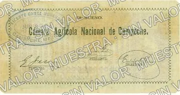 5 centavos, Cámara Agrícola Nacional de Campeche (M857), M857 5c Cámara Agrícola Nacional de Campeche, reverso