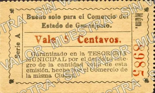 5 centavos, Cámara de Comercio (M1669), reverso