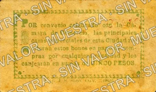 5 centavos, Cámara de Comercio (M3439), reverso