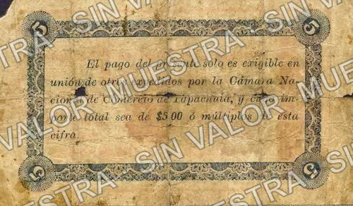 5 centavos, Cámara Nacional de Comercio (M890), reverso