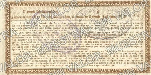 5 centavos, Carreteras del Estado de Zacatecas (M4505), M4505a 5c Carreteras del Estado de Zacatecas, reverso