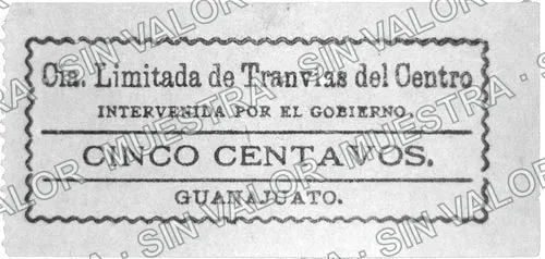 5 centavos, Cía. Limitada de Tranvías (M1759), M1759 5c Cía. Limitada de Tranvías, anverso