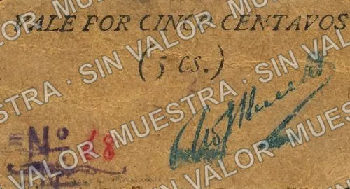 5 centavos, Cía. Minera "La Peña y Cazadores" (M2034), M2034 5c Cía. Minera "La Peña y Cazadores", anverso