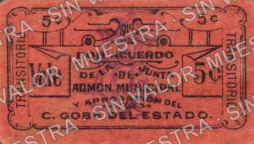 5 centavos, Ciudad González (M1620), M1620 5c Ciudad González, reverso