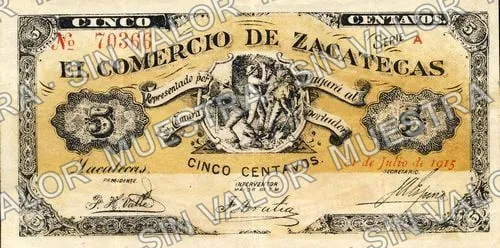 5 centavos, Comercio de Zacatecas (M4217), anverso