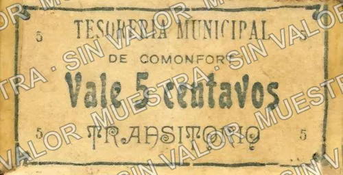 5 centavos, Comonfort (M1624), anverso