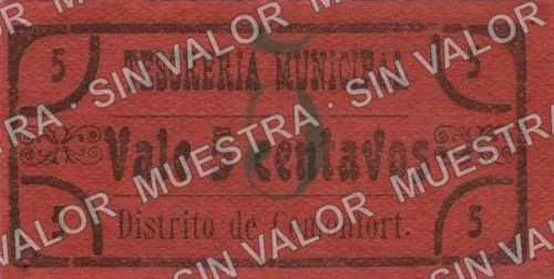 5 centavos, Comonfort (M1631), anverso