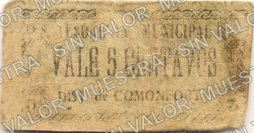5 centavos, Comonfort (M1637), anverso