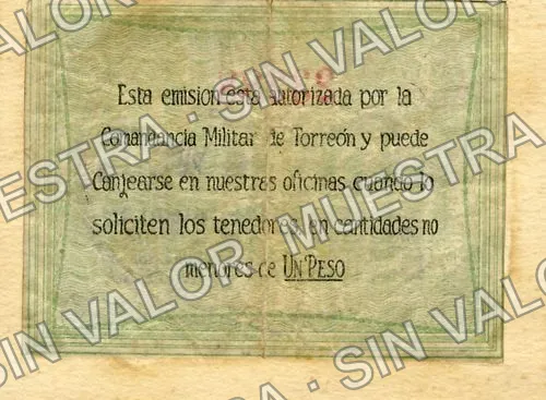 5 centavos, Compañía Explotadora Coahuilense (M1136), M1136 5c Compañía Explotadora Coahuilense, reverso