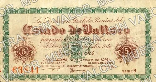 5 centavos, Dirección Gral de Rentas (M2318), M2318a 5c Dirección Gral de Rentas, anverso