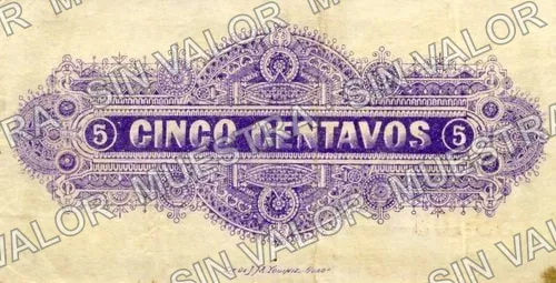5 centavos, Dirección Gral de Rentas (M2318), M2318a 5c Dirección Gral de Rentas, reverso