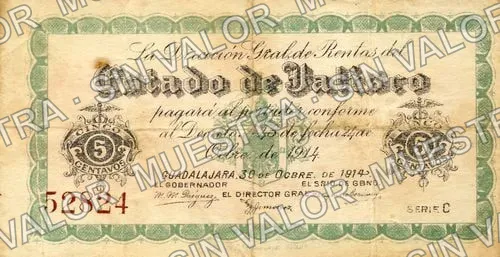 5 centavos, Dirección Gral de Rentas (M2323), M2323 5c Dirección Gral de Rentas, anverso