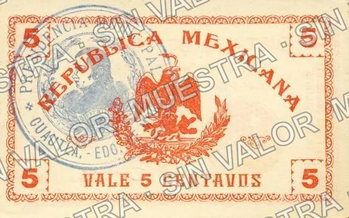 5 centavos, Distrito de Cuautla (M3184), reverso