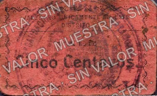 5 centavos, Distrito de Matamoros (M3549), reverso