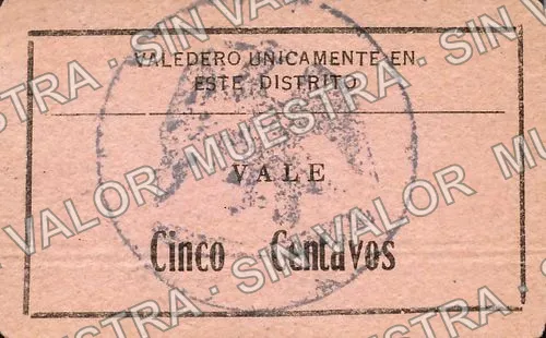 5 centavos, Distrito de Matamoros (M3558), reverso