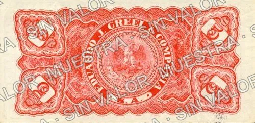 5 centavos, Eduardo J. Creel & Compañía (M4017), M4017 5c Eduardo J. Creel & Compañía, reverso