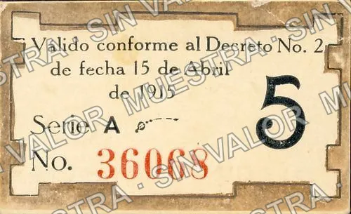 5 centavos, Estado de Sinaloa (M3749), M3749 5c Estado de Sinaloa, reverso