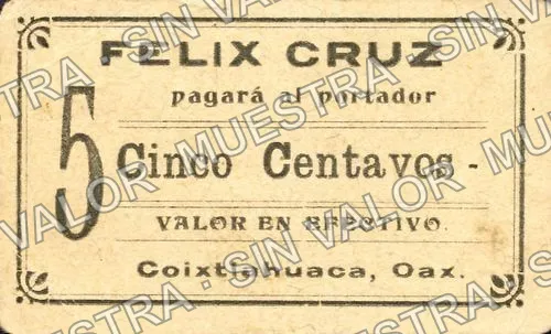 5 centavos, Félix Cruz (M3404), anverso