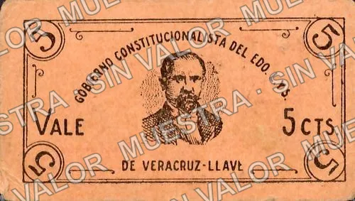 5 centavos, Gobierno Constitucionalista del Estado (M3960), anverso