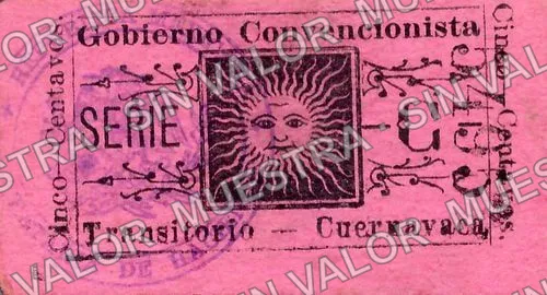 5 centavos, Gobierno Convencionalista (M3196), reverso