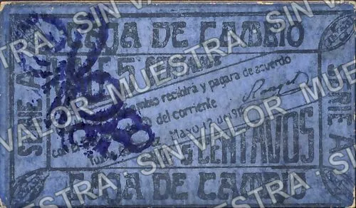 5 centavos, Gobierno Preconstitucional (M868), M868b 5c Gobierno Preconstitucional, reverso
