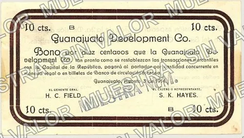 5 centavos, Guanajuato Development Company (M1765), anverso (M1765.3 10c Guanajuato Development Company)