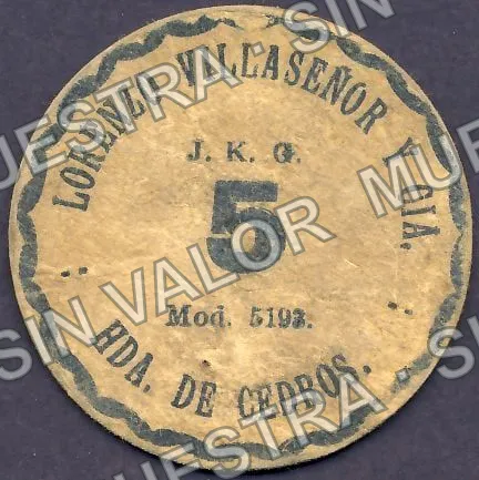 5 centavos, Hacienda de Cedros (M2426), anverso