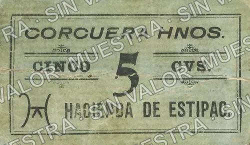 5 centavos, Hacienda de Estipac (M2767), anverso