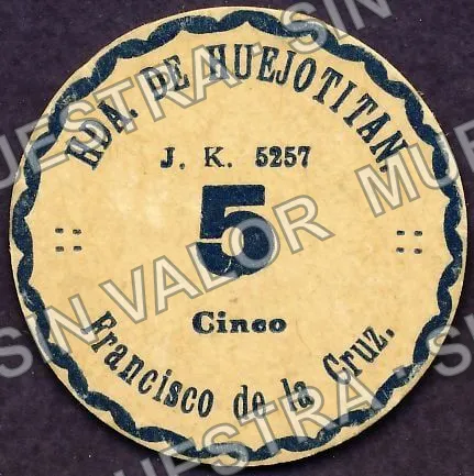5 centavos, Hacienda de Huejotitan (M2529), anverso