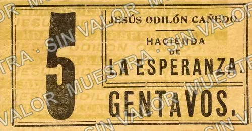 5 centavos, Hacienda de La Esperanza (M2385), anverso