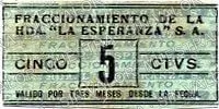5 centavos, Hacienda de La Esperanza (M2391), M2391 5c Hacienda de La Esperanza, anverso