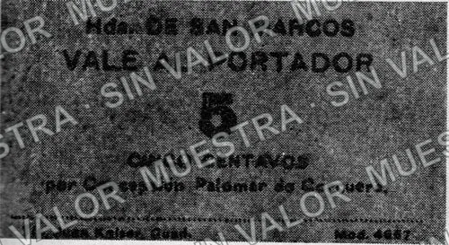 5 centavos, Hacienda de San Marcos (M2747), M2747 5c Hacienda de San Marcos, anverso