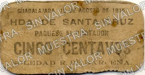 5 centavos, Hacienda de Santa Cruz (M2356), M2356 5c Hacienda de Santa Cruz, anverso
