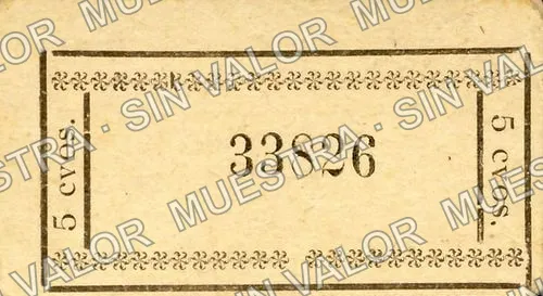 5 centavos, Hacienda La Estanzuela (M2722), anverso