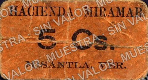 5 centavos, Hacienda Miramar (M4038), reverso