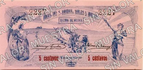 5 centavos, Hdas. de S. Miguel Solís y Anexas (M2855), M2855c 5c Hdas. de S. Miguel Solís y Anexas, anverso