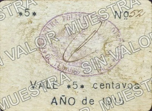 5 centavos, Jefatura Política (M2800), M2800 5c Jefatura Política, anverso