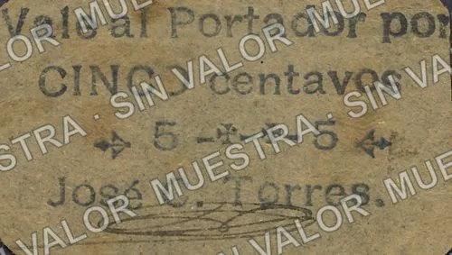 5 centavos, Jose C. Torres (M1835), M1835 5c Jose C. Torres, anverso