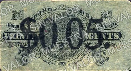 5 centavos, La Favorita (M3567), reverso