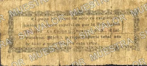 5 centavos, La Lucha y Anexas (M3082), reverso