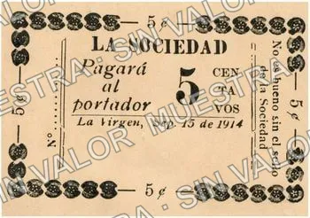 5 centavos, La Virgen (M3001), anverso (M3001 5c La Virgen)