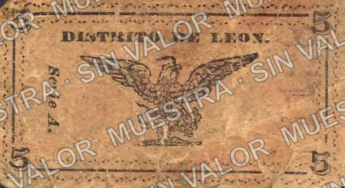 5 centavos, León (M1693), M1693 5c León, reverso